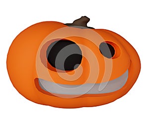 3d rendering of Halloween pumpkin black eyes and white mouth, minimal Halloween background design element