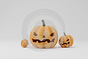 3D rendering Halloween Pumpkins on white background