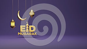 3d rendering Happy Eid Mubarak wishing post, awesome Islamic poster design.