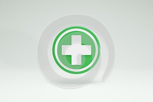 3D Rendering Hospital Care Plus Icon Symbols Green Front