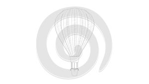 3d rendering of a hot air balloon isolated in white studio background