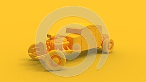 3d rendering of a hot rod isolated in a colored studio background