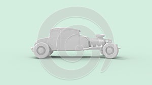 3d rendering of a hot rod isolated in a colored studio background