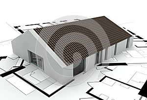 3D rendering house plan