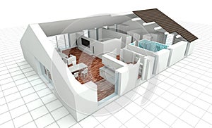 3D rendering house plan