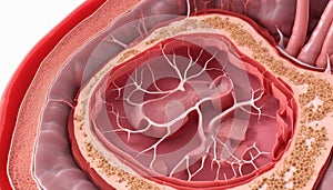 3D rendering of a human heart with detailed vasculature