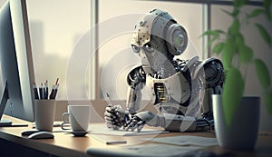 3d rendering of humanoid robot android technology background abstract.