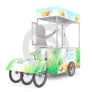 3D rendering of ice cream vendor with cart