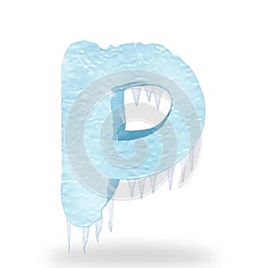 3d rendering of ice fountain. Letters P