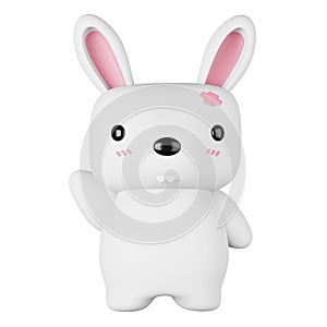 3d rendering icon cute white rabbit