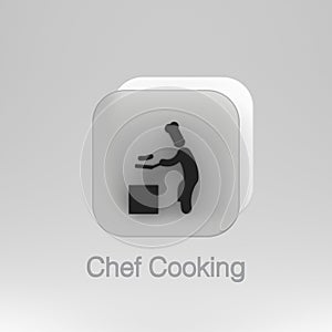 3d rendering icon or symbol in the form of a Chef Cooking Stickman character with a glassmorphism theme, suitable for app icon