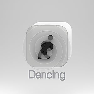 3d rendering icon or symbol in the form of a Dancing Stickman character with a glassmorphism theme, suitable for app icon