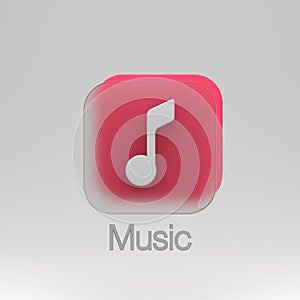 3d rendering icon or symbol in the form of a Music Player with a glassmorphism theme, suitable for app icon