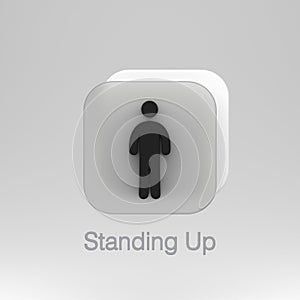 3d rendering icon or symbol in the form of a Standing Up Stickman character with a glassmorphism theme, suitable for app icon