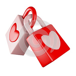 3d rendering icon two intertwined love keys