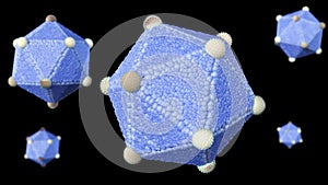 3d rendering of The icosahedral structure of virus