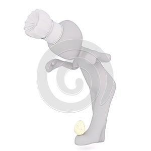 3D rendering of illustrated figure with egg