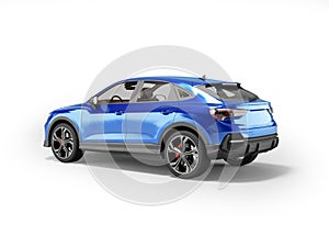 3d rendering illustration of hatchback car with dove in the back on white background with shadow