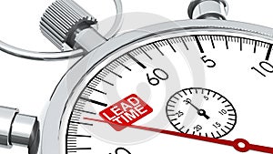 3D rendering illustration of lead time word on a classic stopwatch isolated on a white background