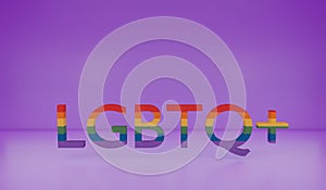 3D Rendering : Illustration of LGBTQ typography text background. respect mentality of transgender concept. love is love. All of ge