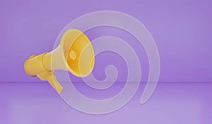 3D Rendering : Illustration of Megaphone on background. advertise promotion background. sale season concept. retro gadget. minimal