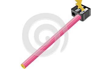 3D rendering illustration of a pencil and a sharpener isolated on a white background