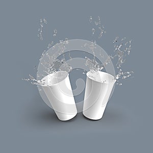 3d rendering image of 2 cups and water splash