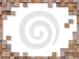 3d rendering image of cubic wooden wall