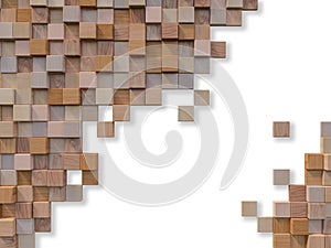 3d rendering image of cubic wooden wall