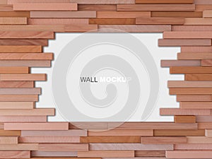 3d rendering image of cubic wooden wall