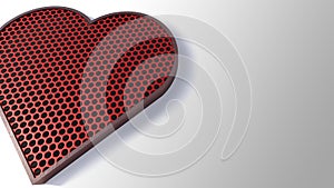 A 3d rendering image of heart sign made from steel and steel wire mesh