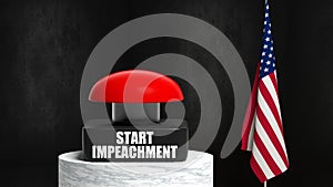 3D rendering Impeachment button with USA flag