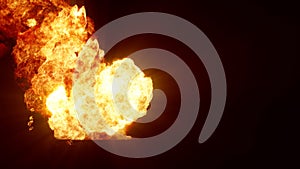 3D rendering of an impressive intense explosion on a black background