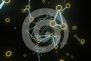 3D Rendering Infinite Particles Abstraction of communications in the global network, the search for customer relationships