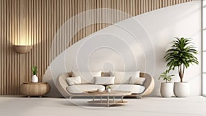 3D rendering interior of the arch wall background in a living room.