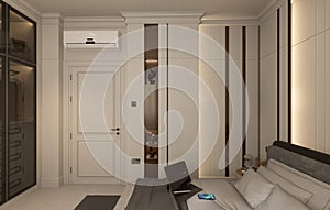 3D rendering interior design of luxury hotel room