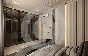 3D rendering interior design of luxury hotel room