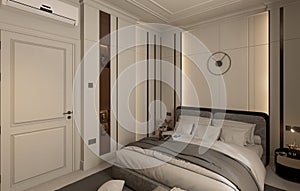 3d rendering interior design of luxury hotel room