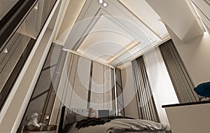 3d rendering interior design of luxury hotel room