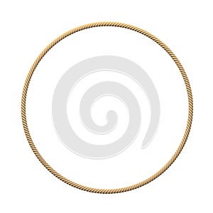 3d rendering of an isolated beige rope making a complete circle on a white background.