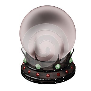 3D rendering of isometric Fortune teller magic crystal ball. Divination and foresight of future, magic tools of sorcerers.