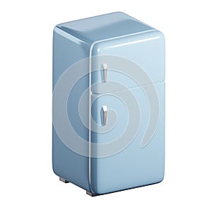 3D rendering of isometric vintage blue fridge freezer and fresh food storage. Keeping food refrigerated. Realistic PNG