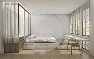 3d rendering japanese style bedroom with minimal decoration