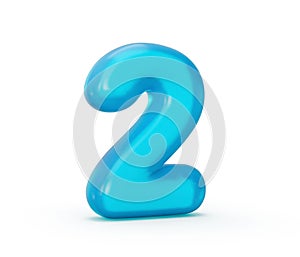 3D rendering of a jelly-style number 2 isolated on a white background