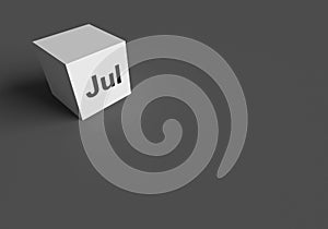 3D RENDERING OF `Jul` ABBREVIATION OF JULY