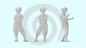 3D rendering of a karate kid small child digital model isolated on empty background