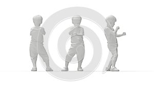 3D rendering of a karate kid small child digital model isolated on empty background