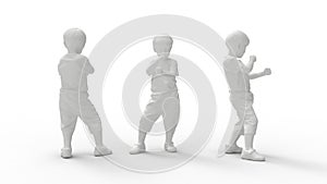 3D rendering of a karate kid small child digital model isolated on empty background