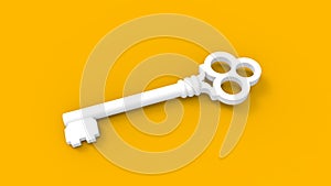 3d rendering of a key isolated in colored studio background