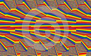 3d rendering. Lgbt rainbow flag color illusion art wall background.